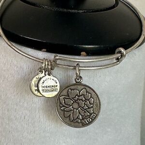 Alex and Ani- Silver Floral Charm Bracelet